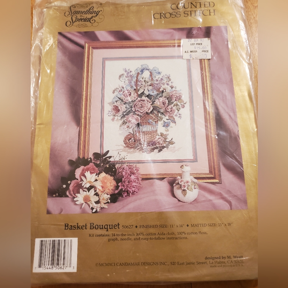 Basket Bouquet Candamar Design Counted Cross Stitch Kit Floral by M. Wyatt 11x14